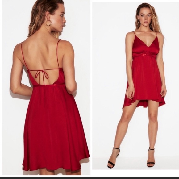 EXPRESS Satin Fit And Flare Babydoll Dress - Picture 4 of 10